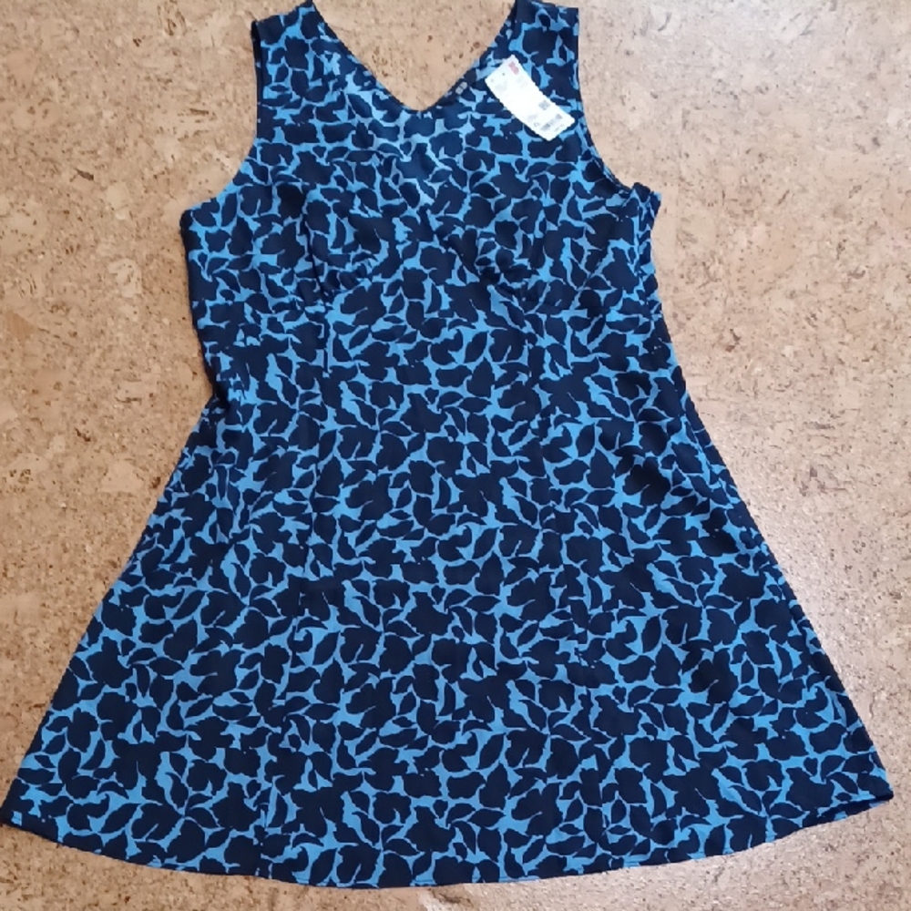 Uniqlo Navy/Bright Blue Floral Printed Sleeveless Mini Dress Size XL NWT